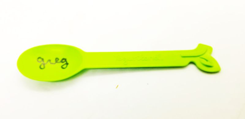 official "bootleg greg" plastic spoon, signed by "greg"