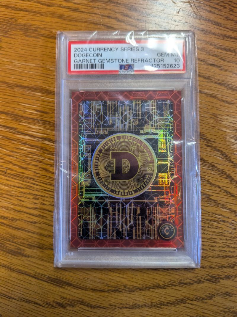 Dogecoin Trading Card - PSA 10 GEM MINT 2024 Cardsmiths Currency Series 4 Dogecoin Garnet 42/75 - Ultimate Meme Number!